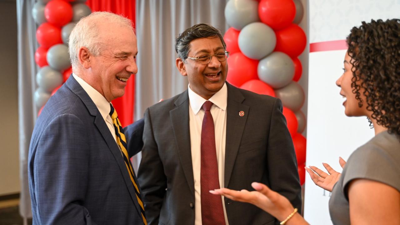 Ohio State President Ravi Bellamkonda with Ohio House Speaker Matt Huffman.